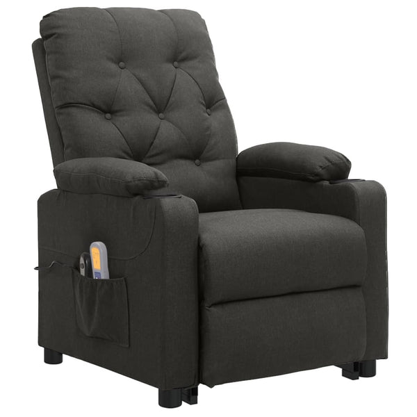 Poltrona de massagens elevatória tecido cinzento-escuro