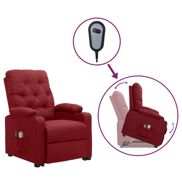 Poltrona elevatória de massagens tecido vermelho tinto