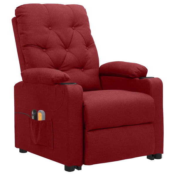 Poltrona elevatória de massagens tecido vermelho tinto