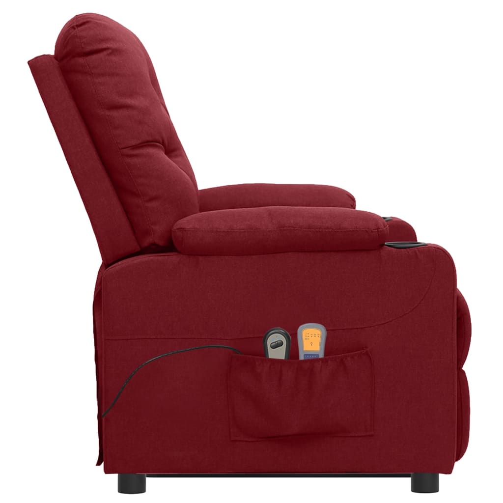 Poltrona elevatória de massagens tecido vermelho tinto