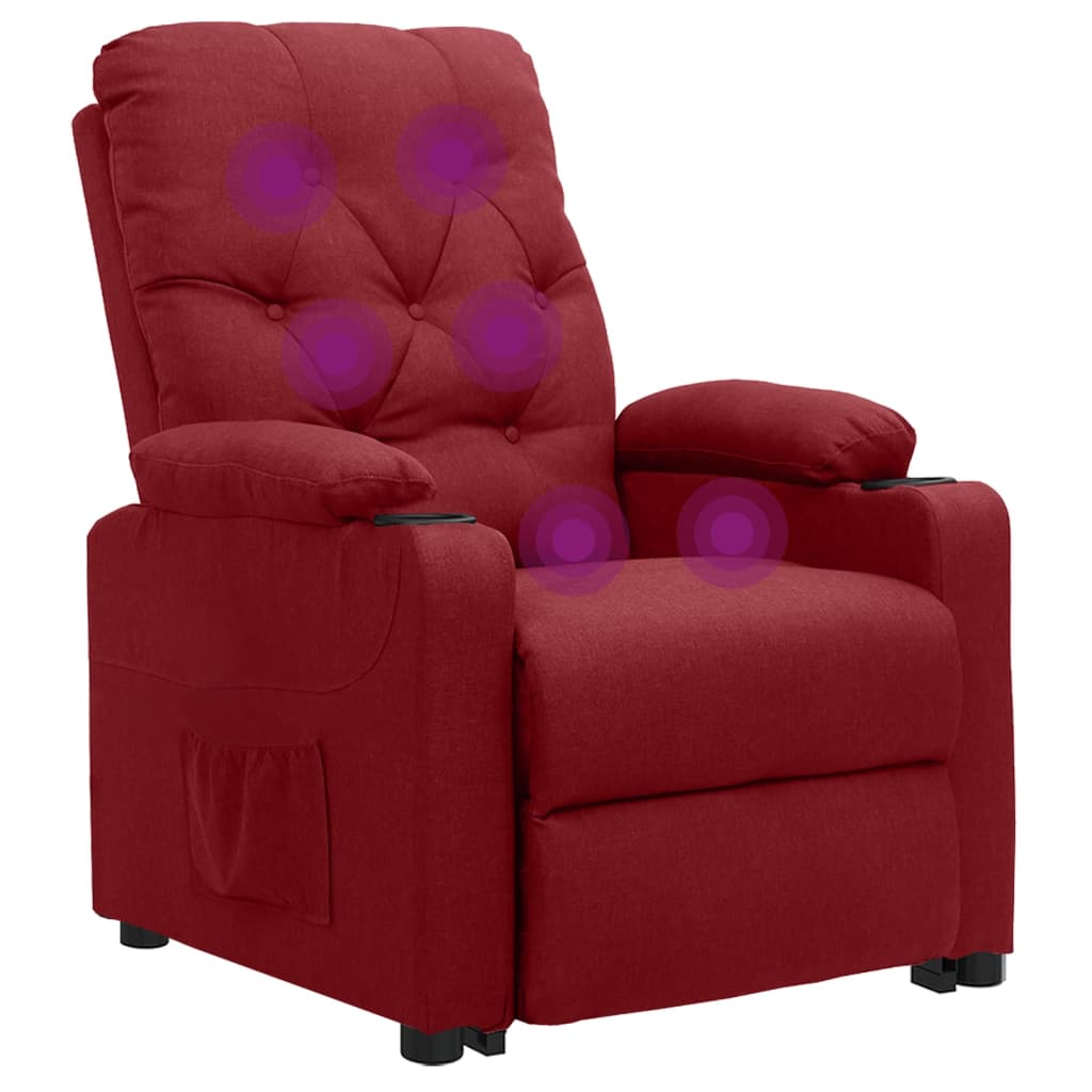 Poltrona elevatória de massagens tecido vermelho tinto