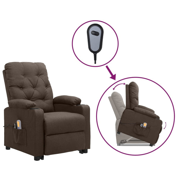 Poltrona elevatória de massagens tecido castanho