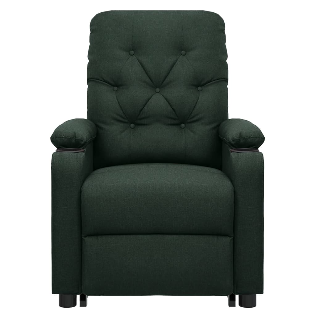 Poltrona elevatória de massagens tecido verde-escuro