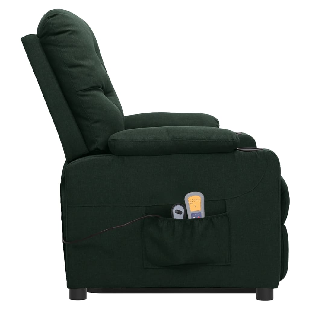 Poltrona elevatória de massagens tecido verde-escuro