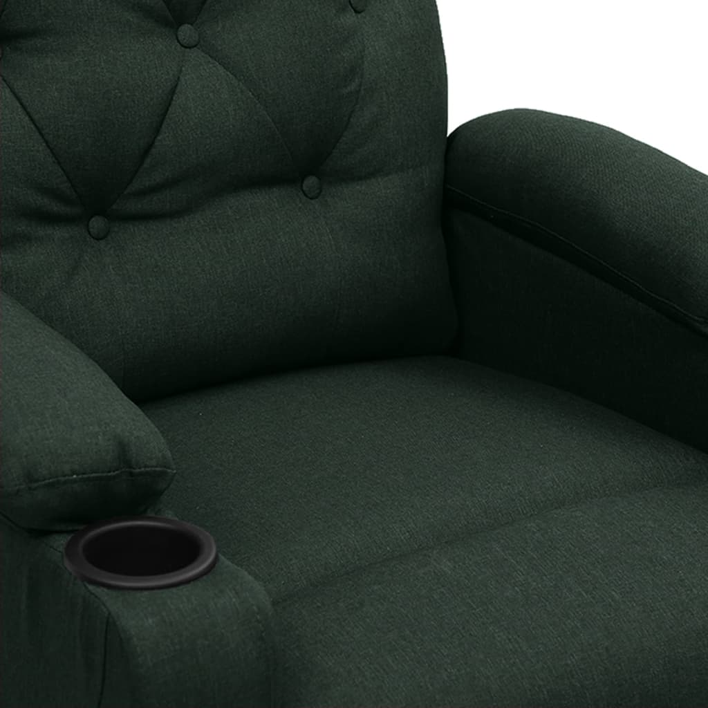 Poltrona elevatória de massagens tecido verde-escuro