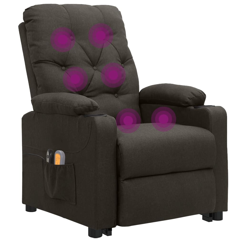 Poltrona de massagens tecido cinzento-acastanhado