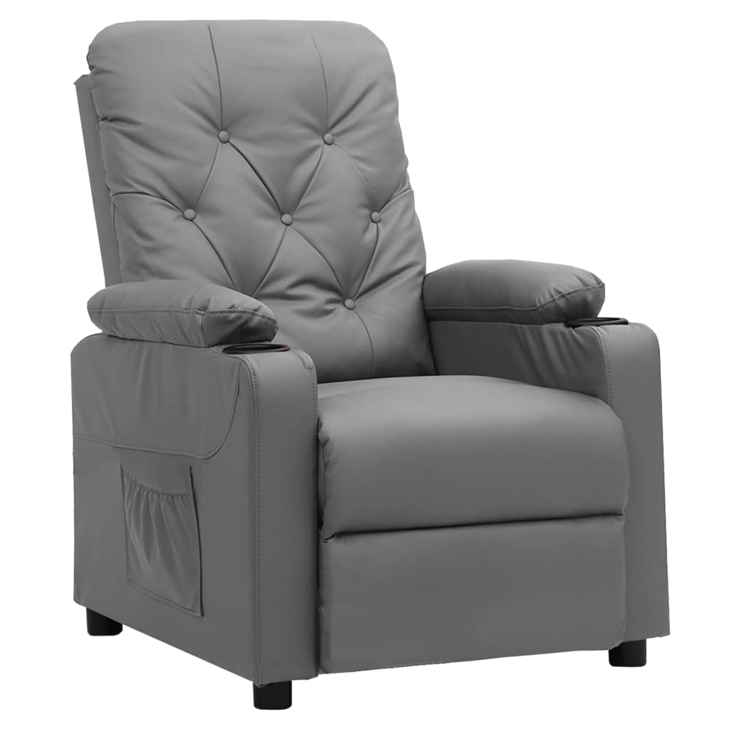 Poltrona elevatória couro artificial cinzento