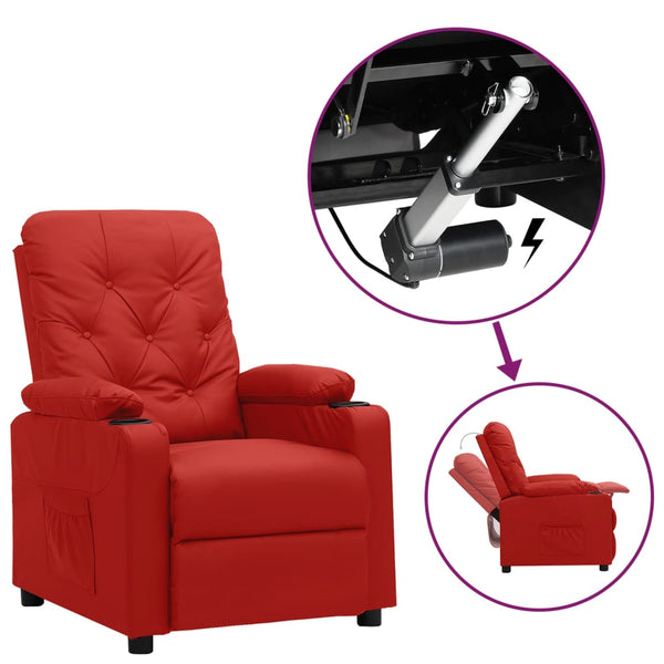 Poltrona elevatória couro artificial vermelho tinto