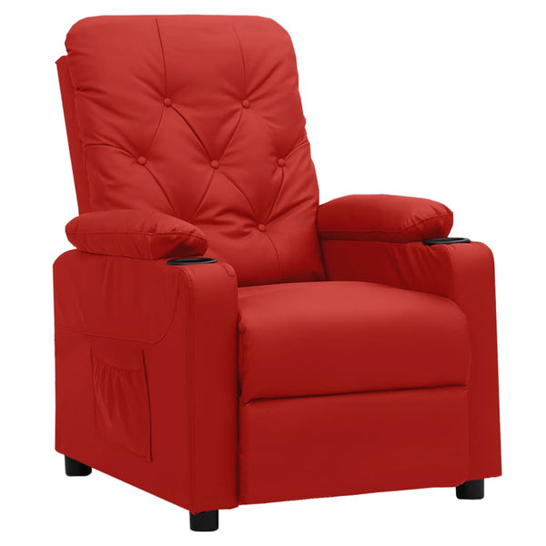 Poltrona elevatória couro artificial vermelho tinto