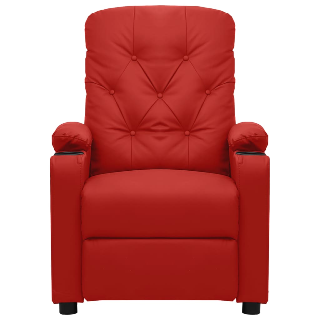 Poltrona elevatória couro artificial vermelho tinto