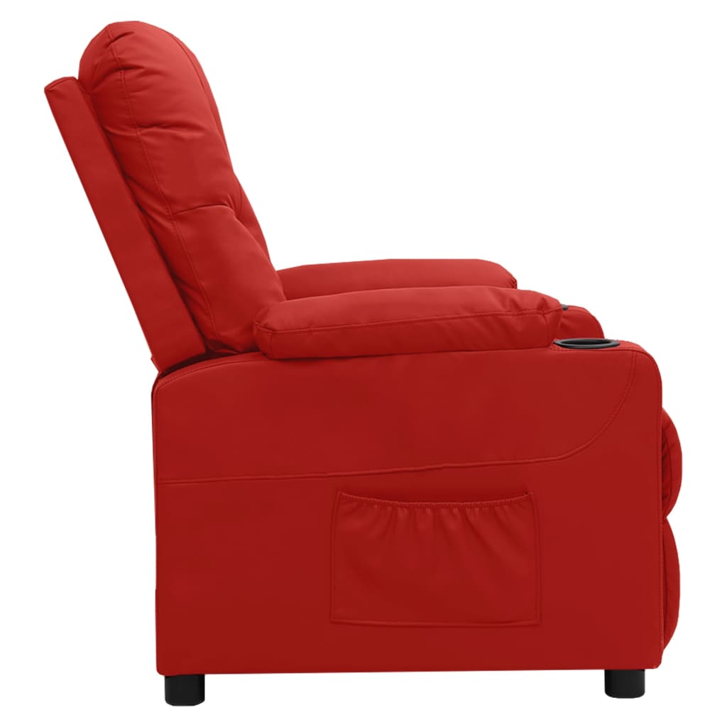 Poltrona elevatória couro artificial vermelho tinto