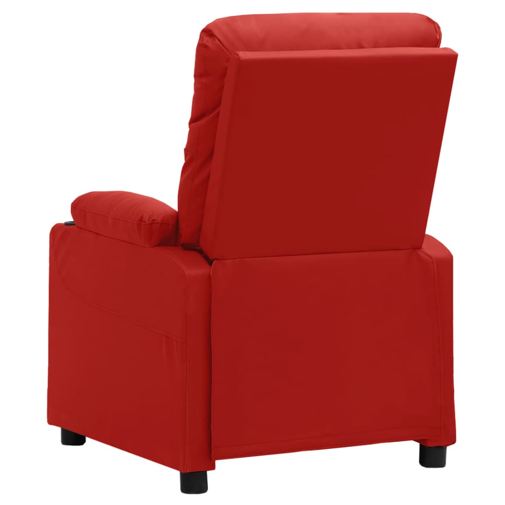 Poltrona elevatória couro artificial vermelho tinto