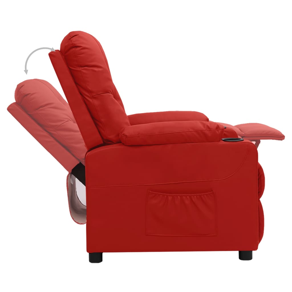 Poltrona elevatória couro artificial vermelho tinto