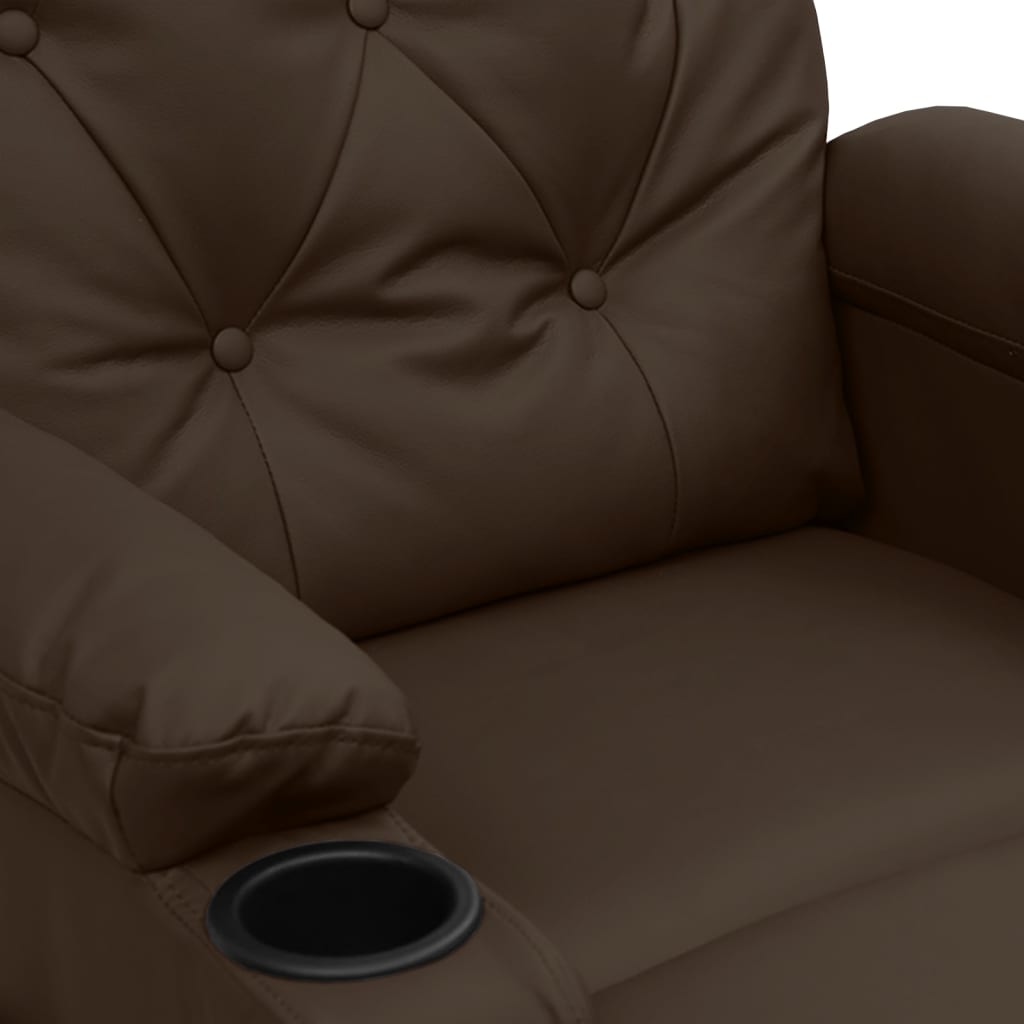 Poltrona de massagens elevatória couro artificial castanho