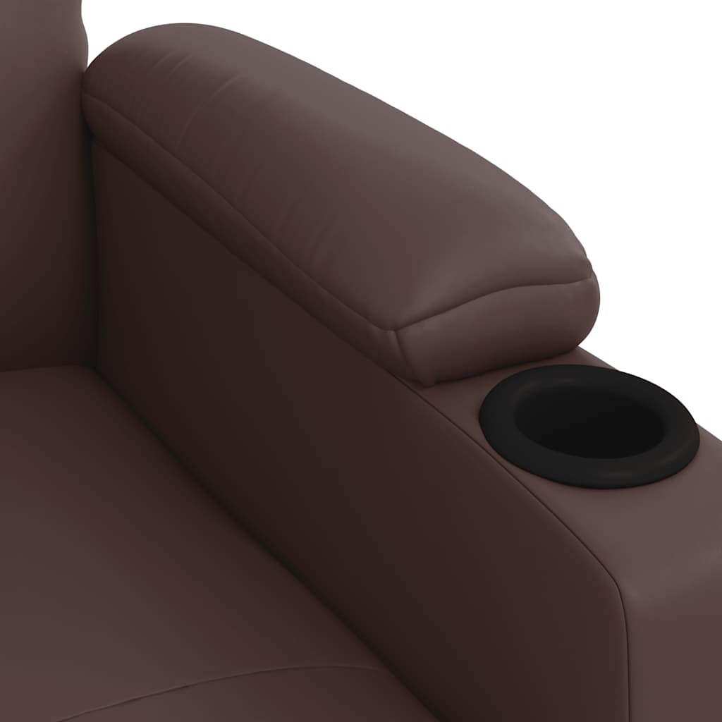 Poltrona de massagens elevatória couro artificial castanho