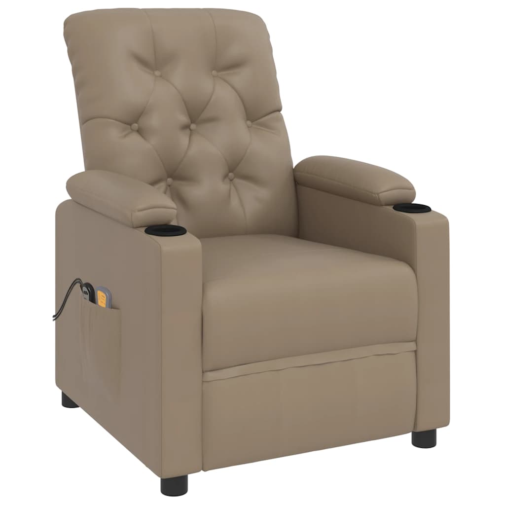 Poltrona de massagens elevatória couro artificial cappuccino