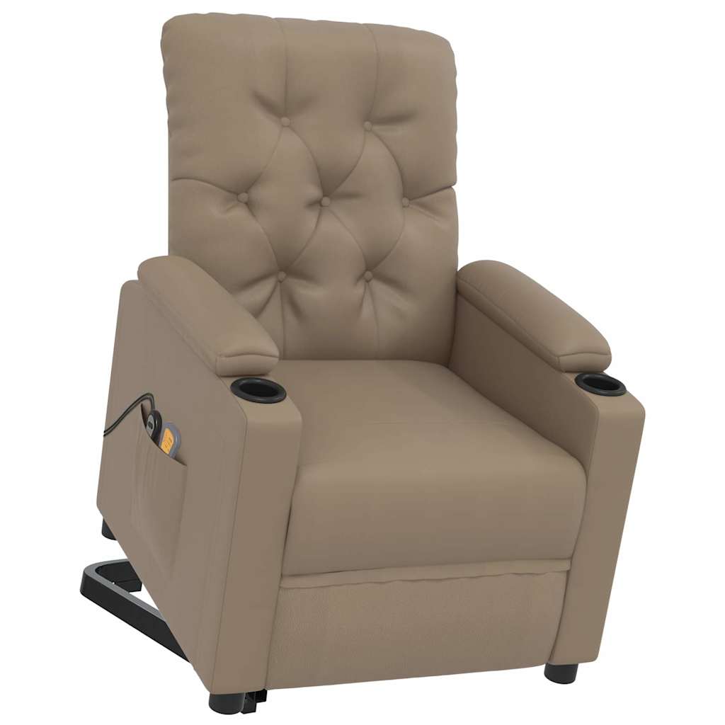Poltrona de massagens elevatória couro artificial cappuccino