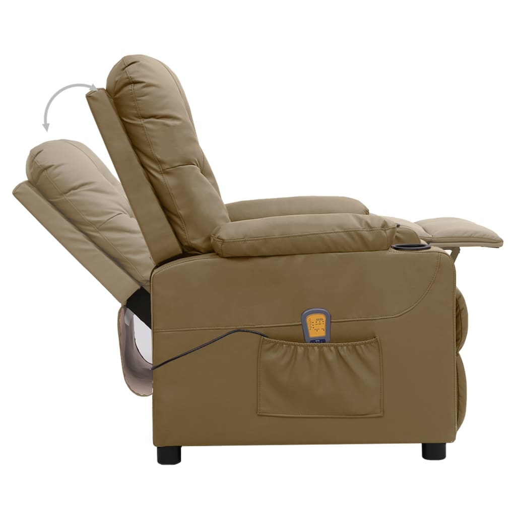 Poltrona de massagens elevatória couro artificial cappuccino