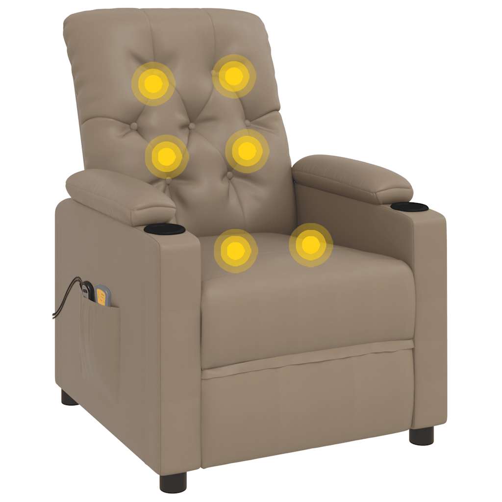 Poltrona de massagens elevatória couro artificial cappuccino