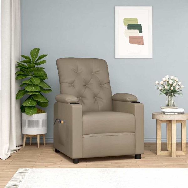 Poltrona de massagens elevatória couro artificial cappuccino
