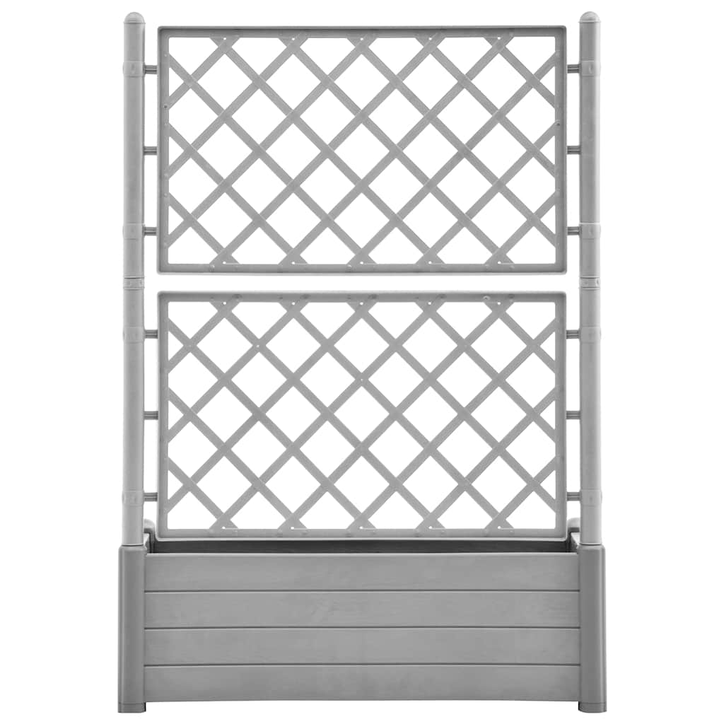 Vaso/floreira de jardim c/ treliça 100x43x142 cm PP cinza pedra