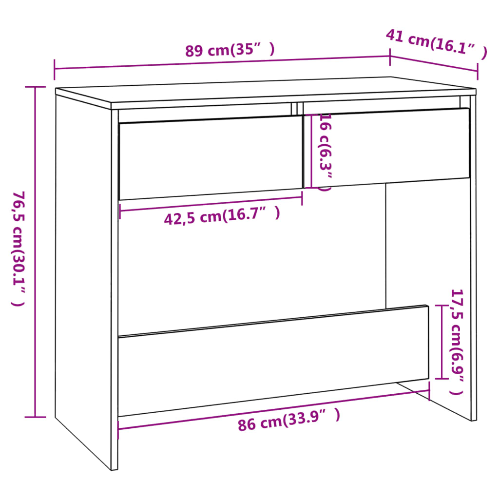 Mesa consola 89x41x76,5 cm derivados de madeira sonoma cinza