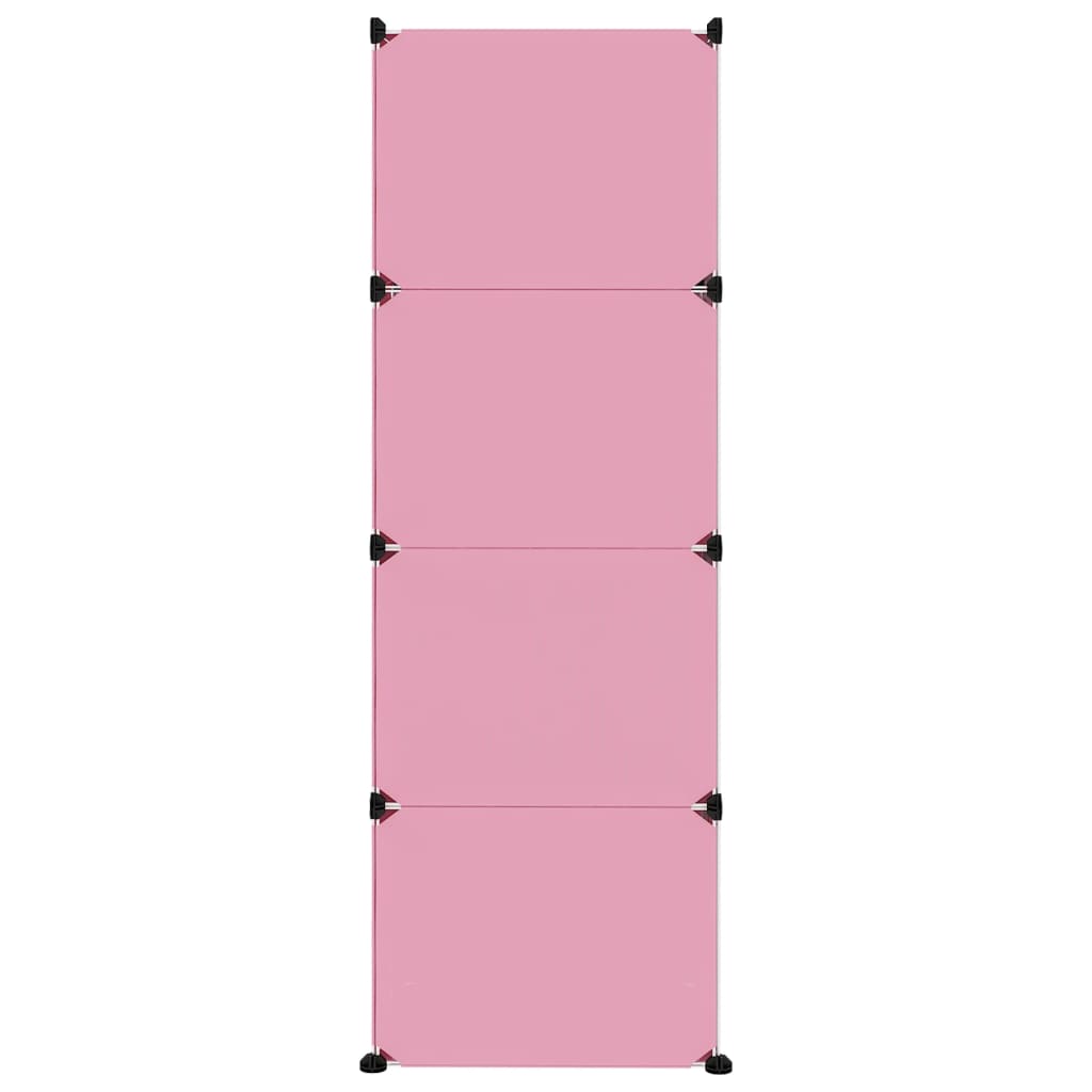 Armário de arrumação infantil com 12 cubos PP rosa