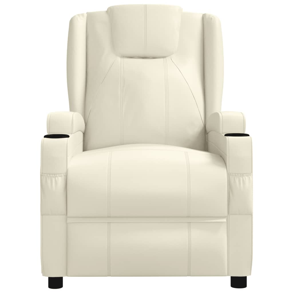 Poltrona reclinável couro artificial branco nata