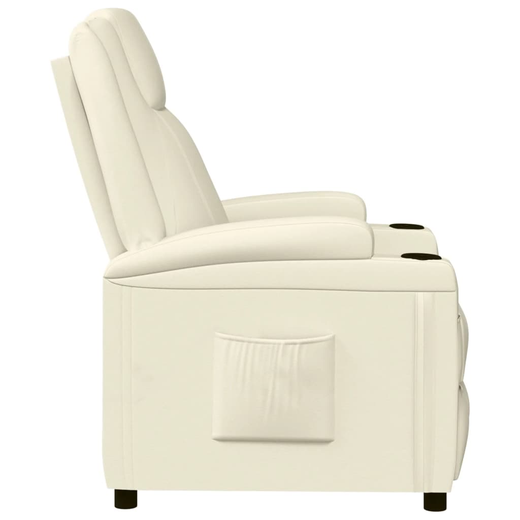 Poltrona reclinável couro artificial branco nata