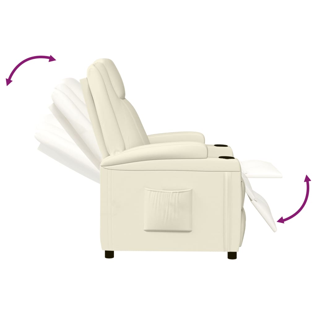 Poltrona reclinável couro artificial branco nata