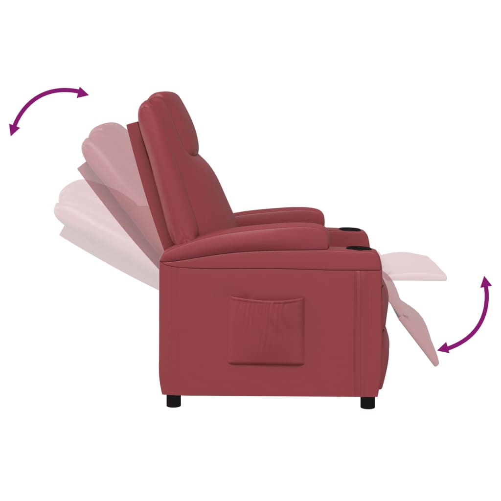 Poltrona reclinável couro artificial vermelho tinto