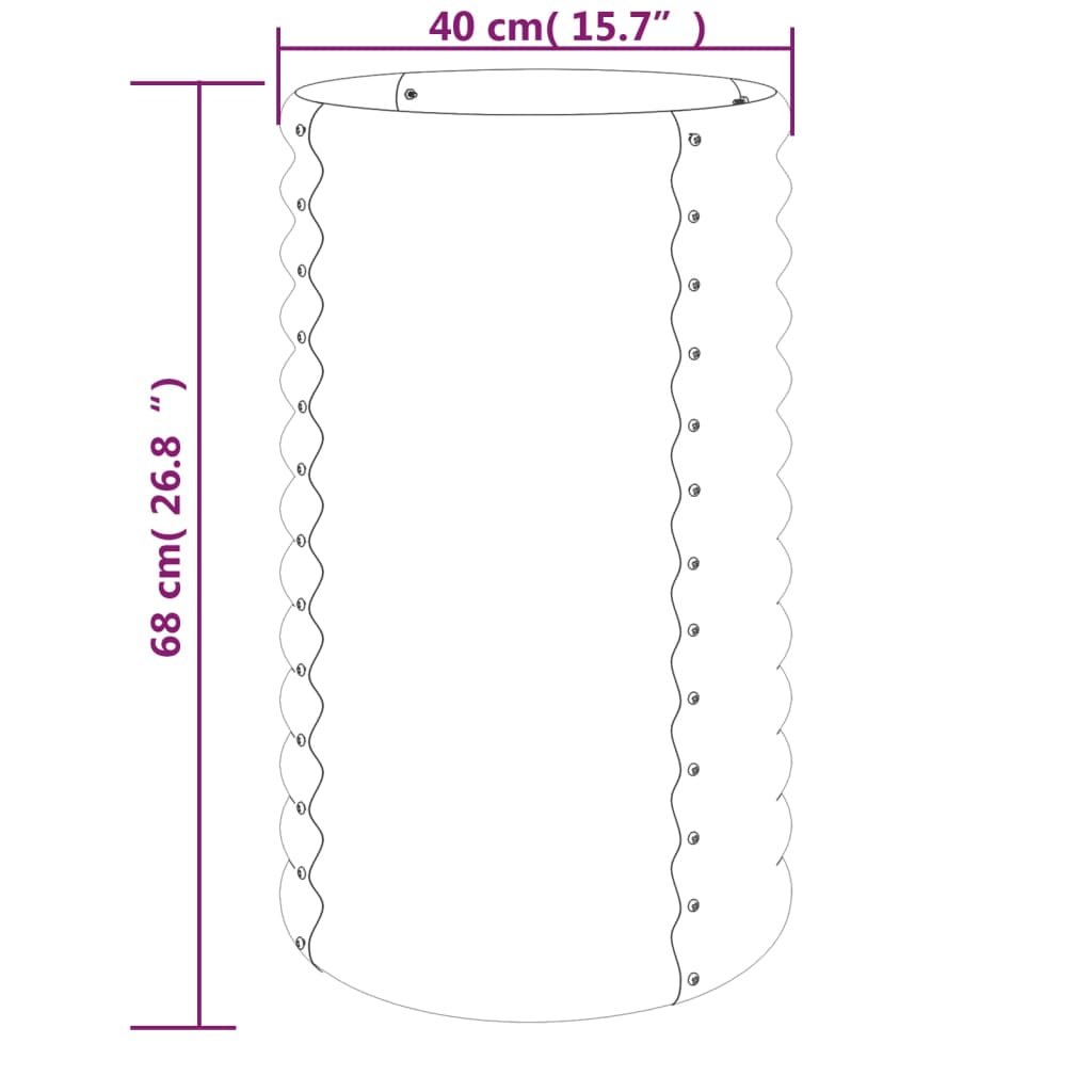 Vaso/floreira de jardim aço galvanizado 40x40x68 cm verde