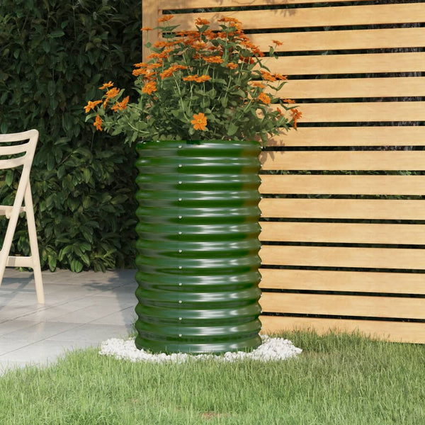 Vaso/floreira de jardim aço galvanizado 40x40x68 cm verde