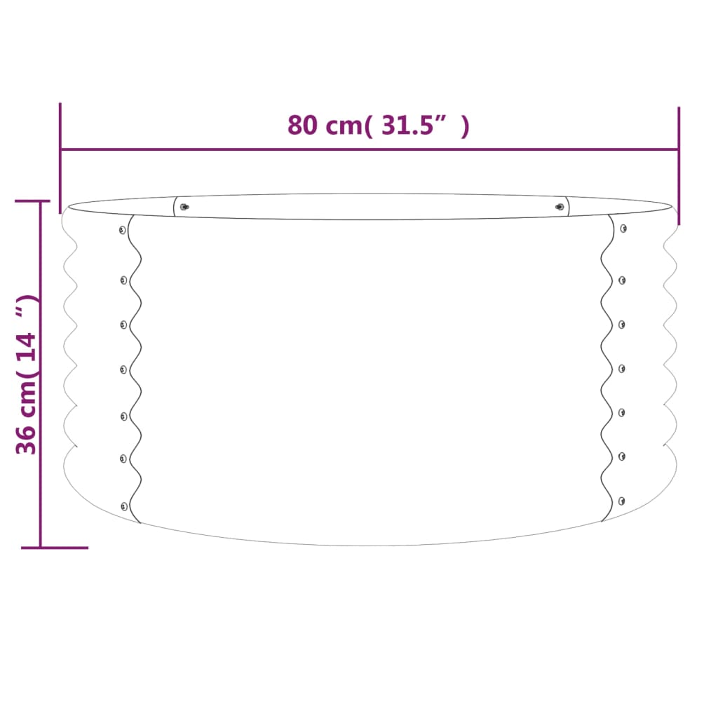 Vaso/floreira de jardim aço galvanizado 80x80x36 cm prateado
