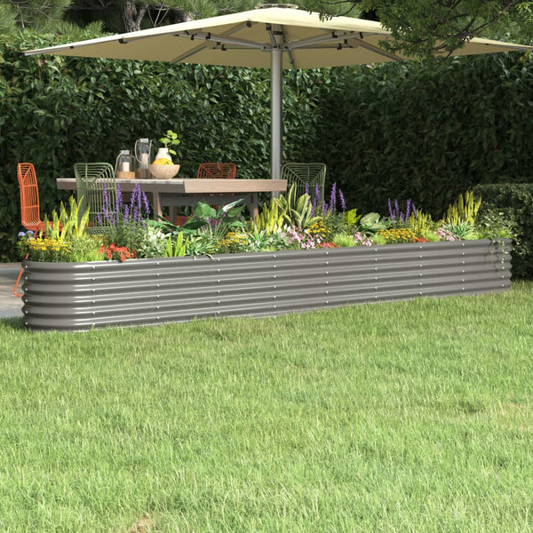 Canteiro elevado jardim 332x40x36cm aço galvanizado cinzento
