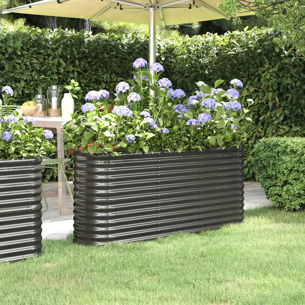 Canteiro elevado jardim 152x40x68 aço galvanizado antracite