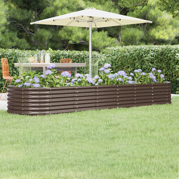 Canteiro elevado jardim 296x80x36cm aço galvanizado castanho