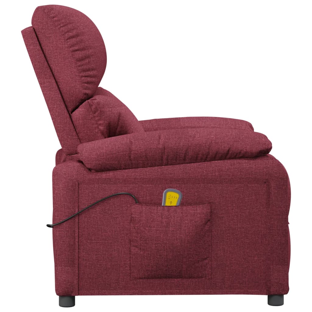 Poltrona de massagens elétrica reclinável tecido vermelho tinto