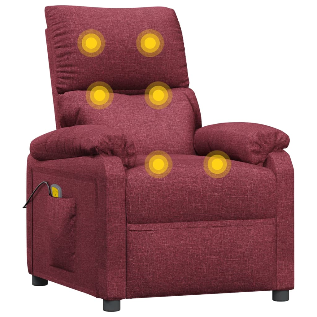Poltrona de massagens elétrica reclinável tecido vermelho tinto
