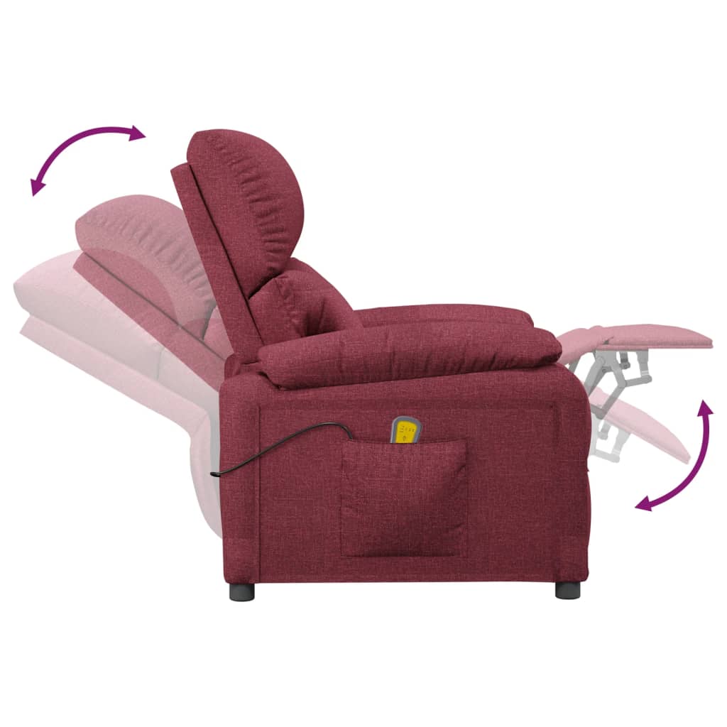 Poltrona de massagens elétrica reclinável tecido vermelho tinto
