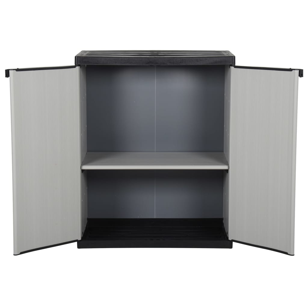 Armário arrumação jardim c/ 1 prateleira 68x40x85cm cinza/preto