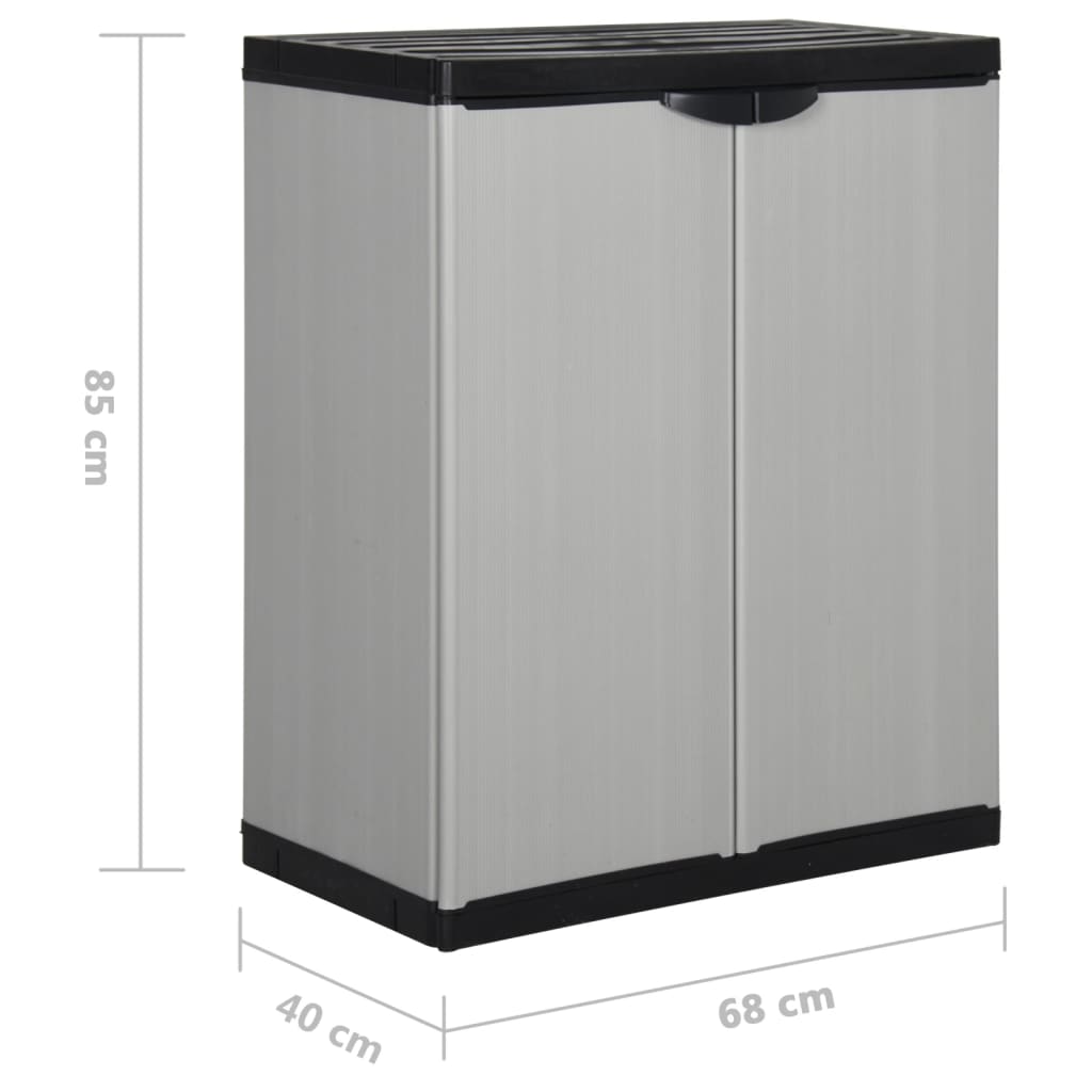 Armário arrumação jardim c/ 1 prateleira 68x40x85cm cinza/preto