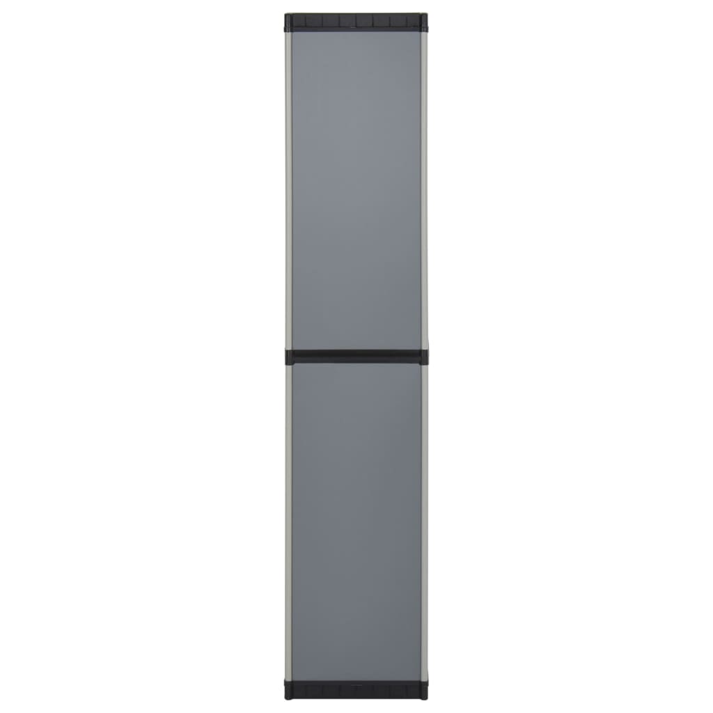 Armário arrumação jardim 3 prateleiras 34x40x168cm cinza/preto