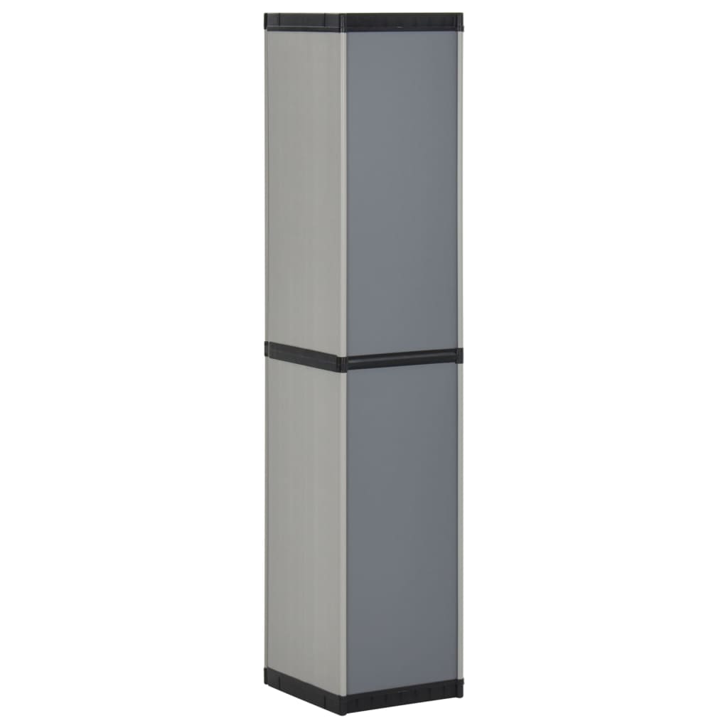 Armário arrumação jardim 3 prateleiras 34x40x168cm cinza/preto