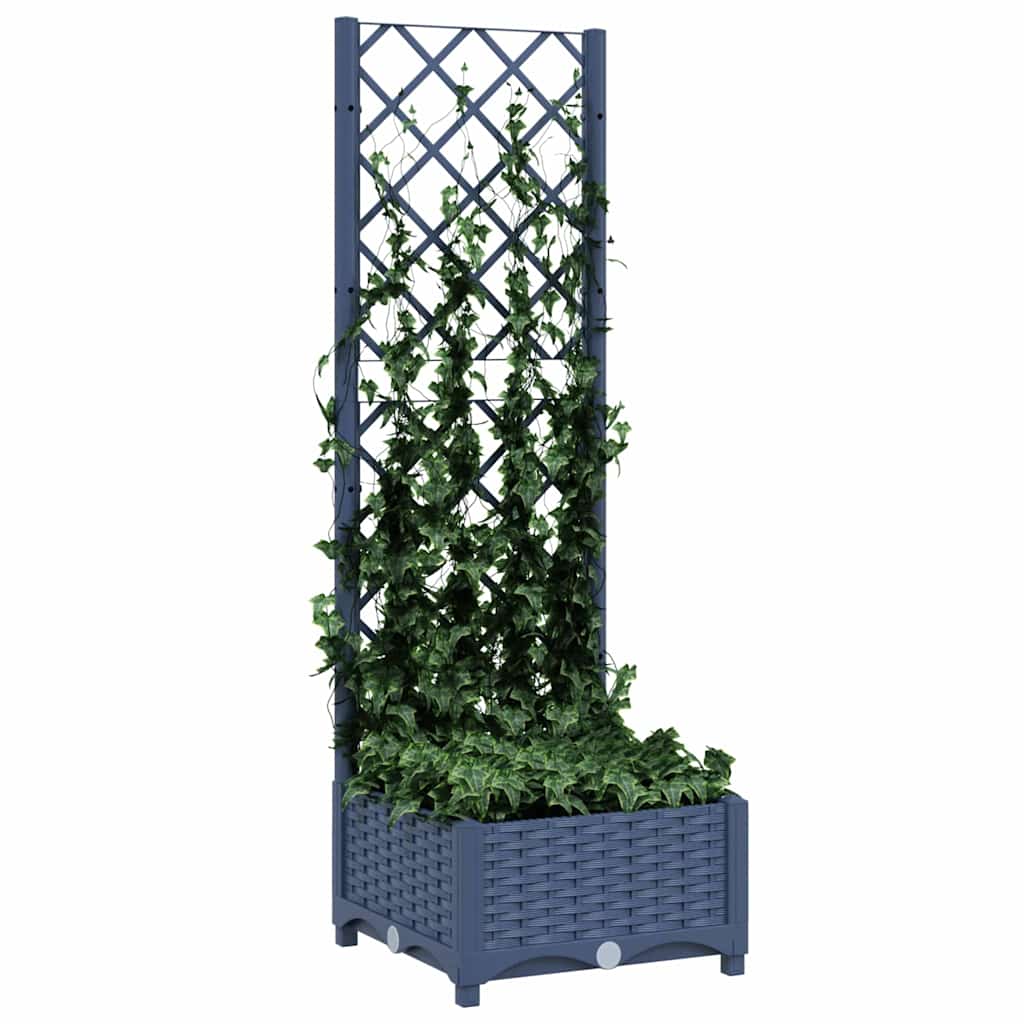 Vaso/floreira jardim c/ treliça 40x40x121,5 cm PP cinzento azul
