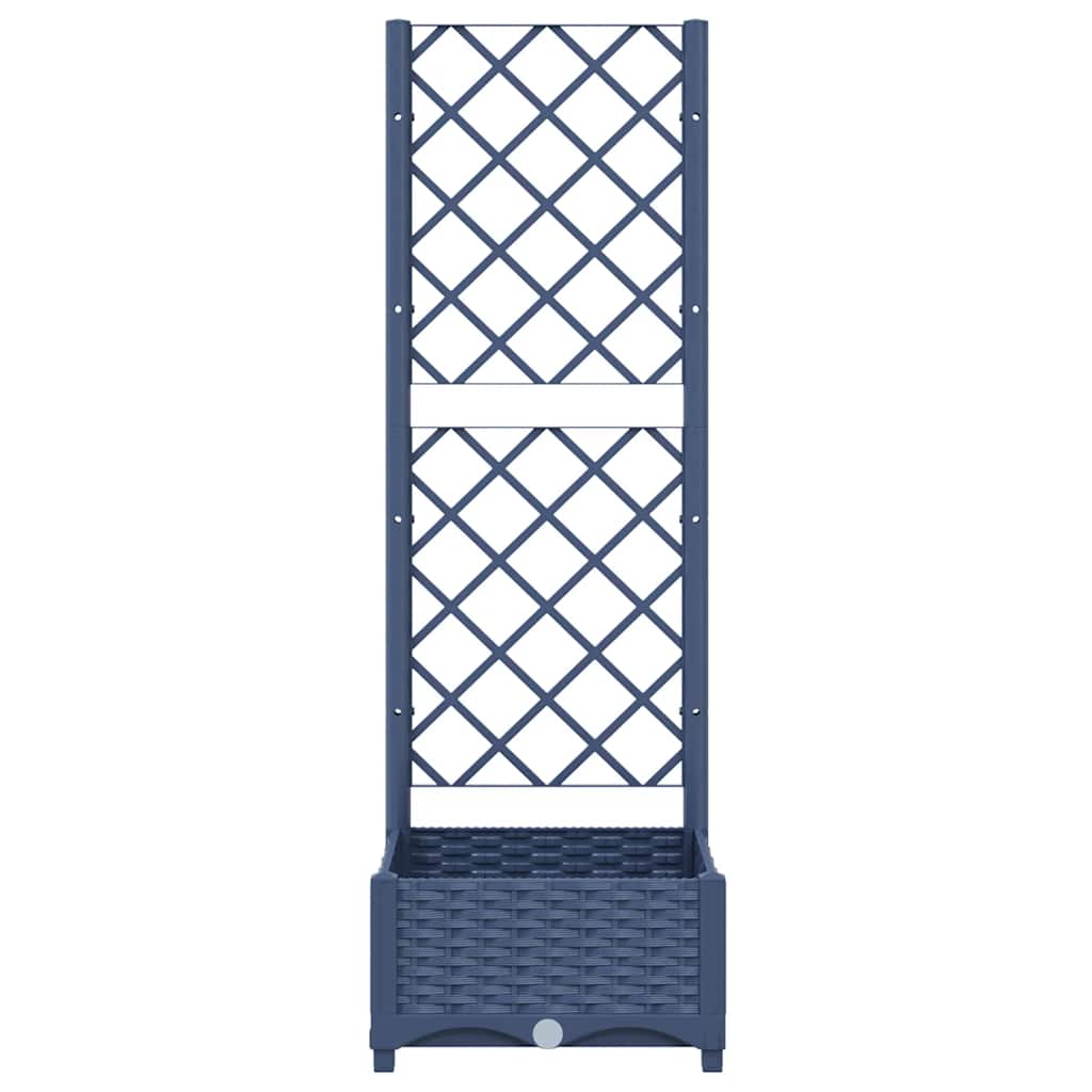 Vaso/floreira jardim c/ treliça 40x40x121,5 cm PP cinzento azul