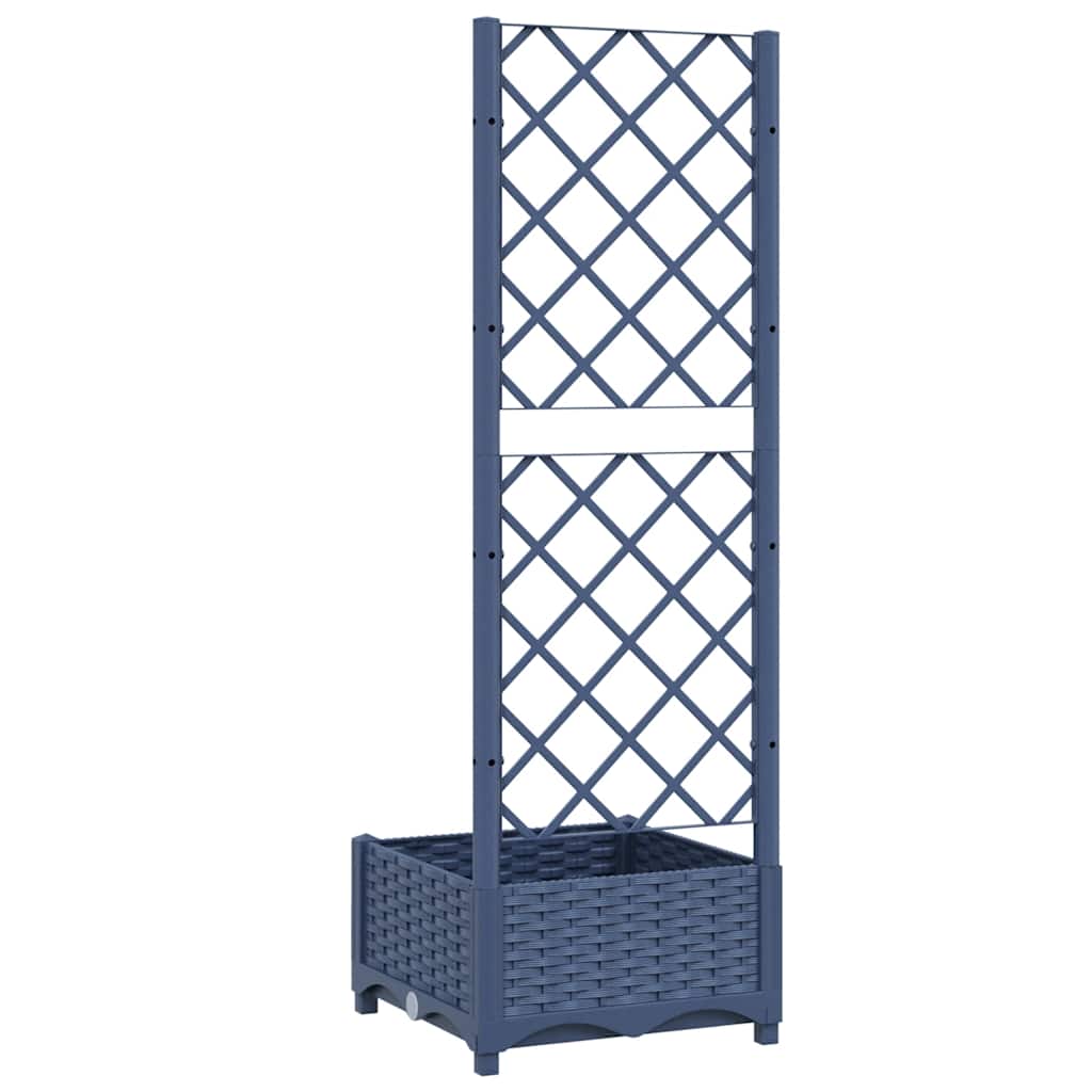 Vaso/floreira jardim c/ treliça 40x40x121,5 cm PP cinzento azul