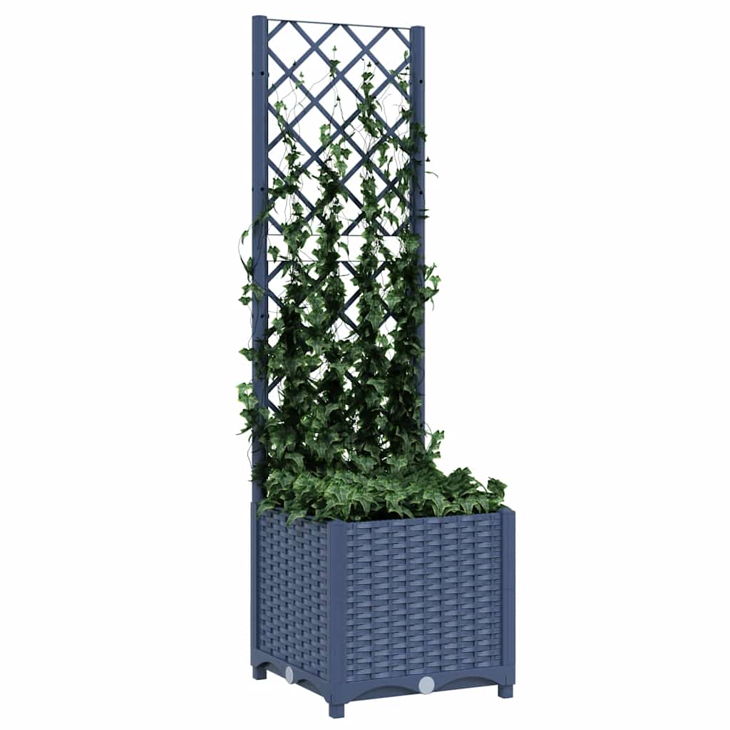 Vaso/floreira jardim c/ treliça 40x40x136 cm PP cinzento azul