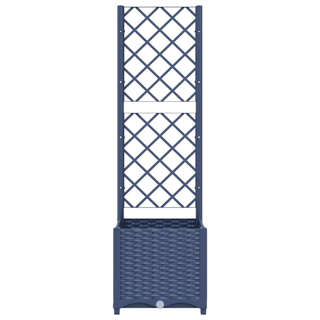 Vaso/floreira jardim c/ treliça 40x40x136 cm PP cinzento azul