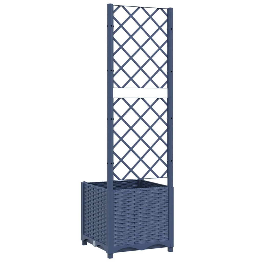 Vaso/floreira jardim c/ treliça 40x40x136 cm PP cinzento azul